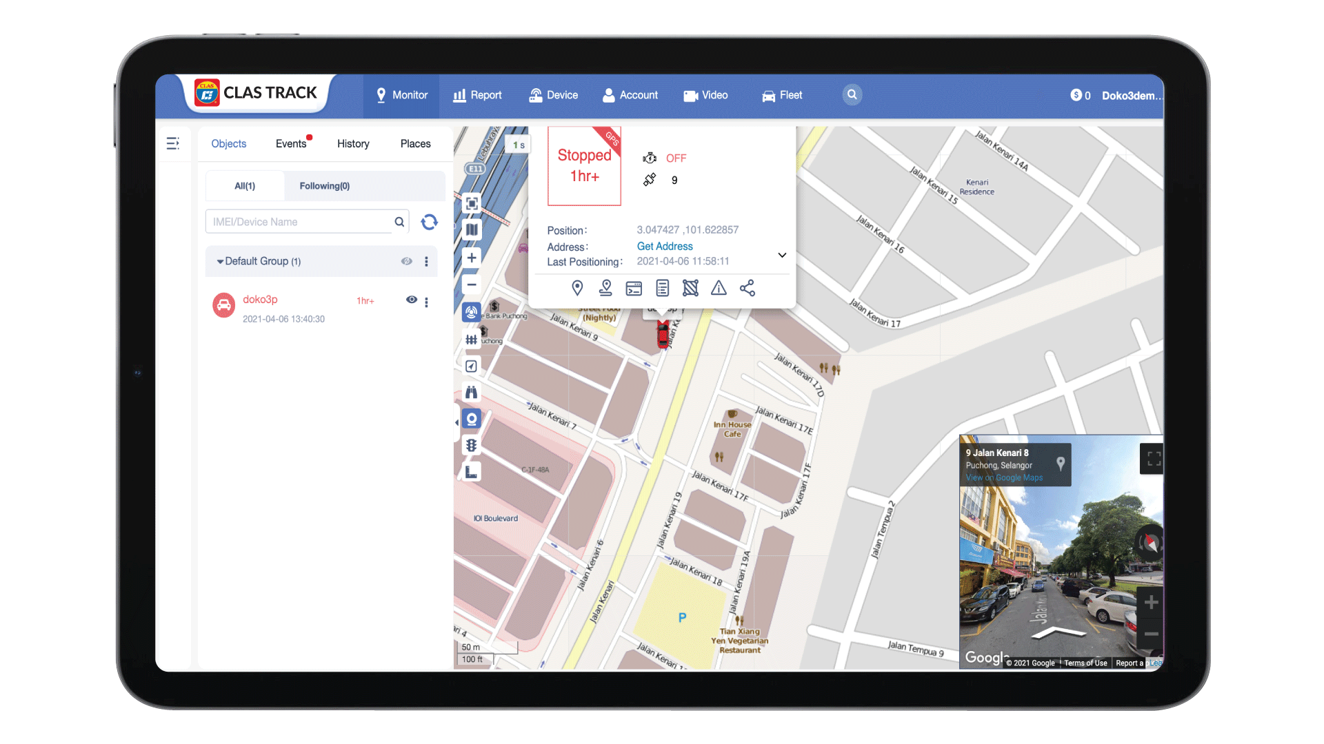 CLAS Track mobile app and web platform functions for DOKO 2