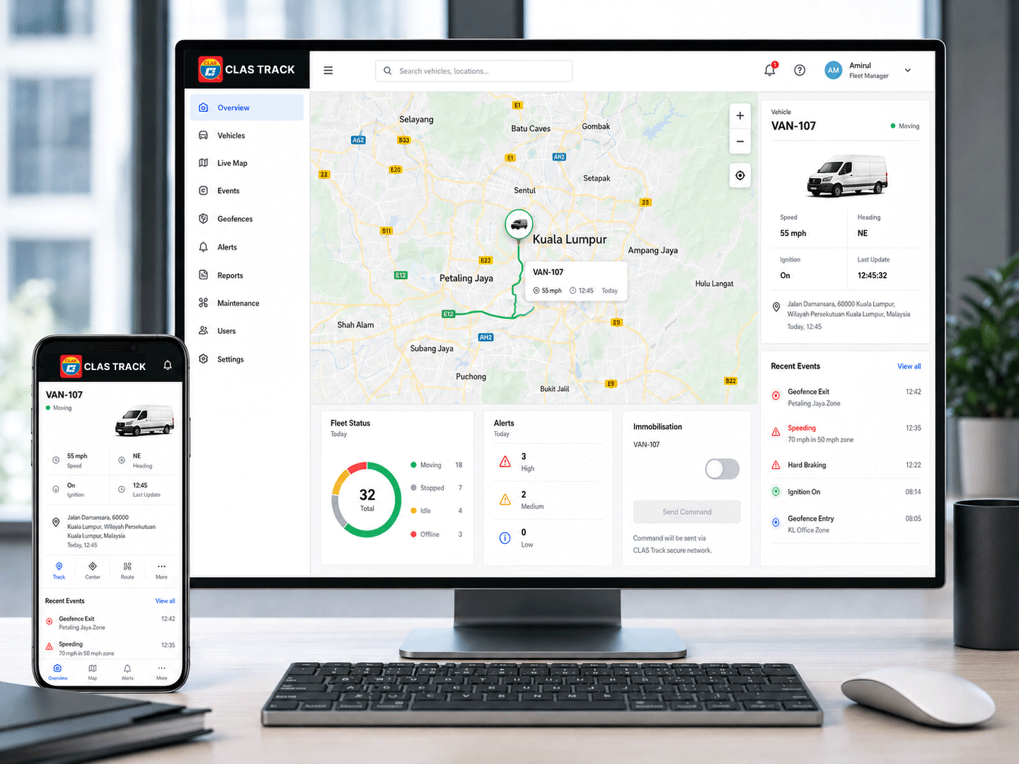 CLAS Track vehicle location and control interface