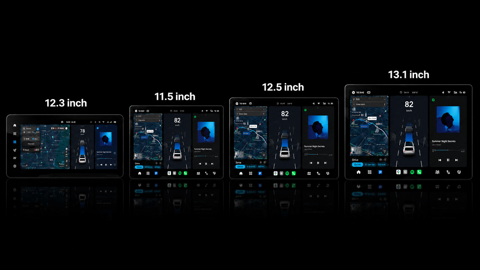 AuraAI X100 four available display sizes